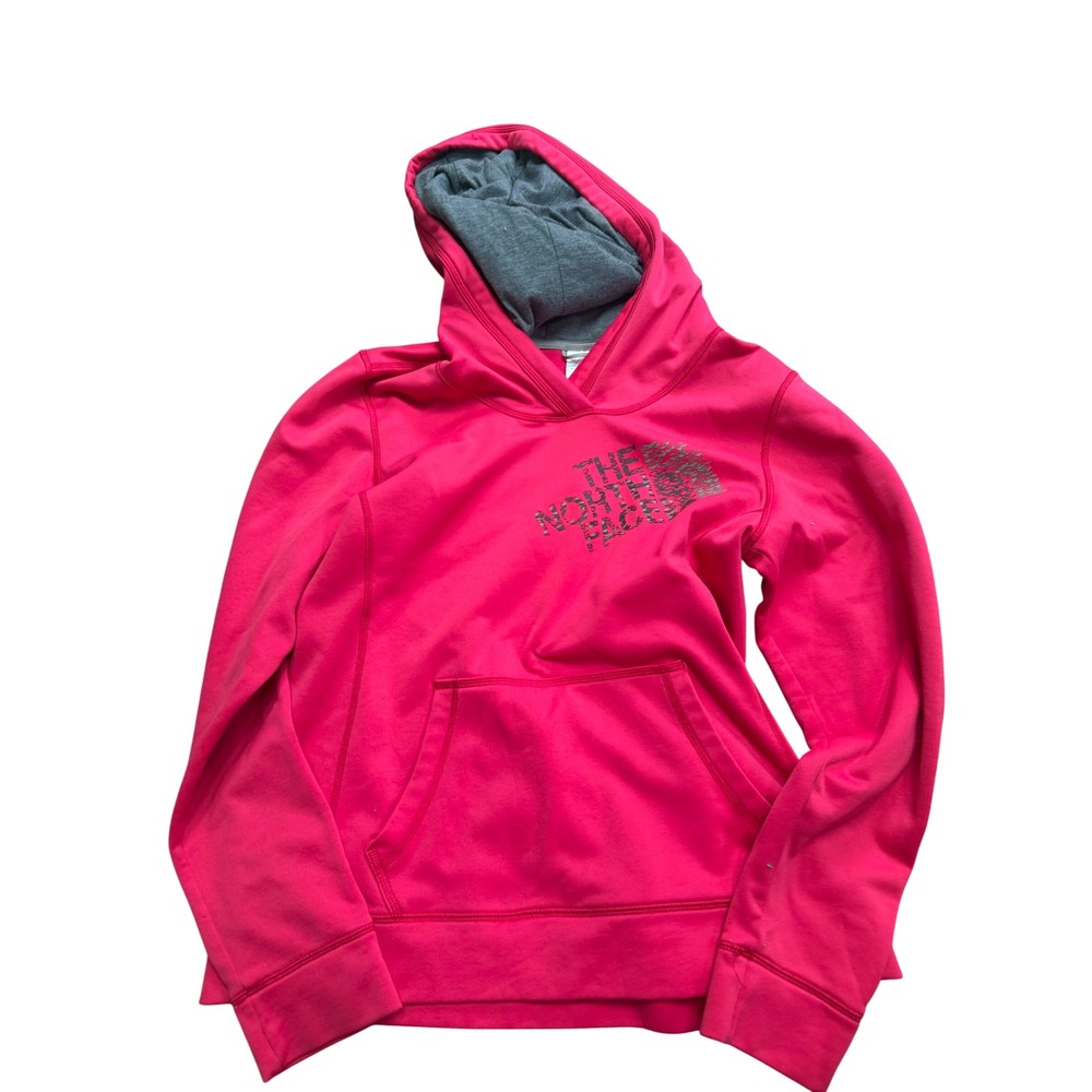 The North Face Womens Pink Graphic Logo Pullover Hoodie‎ Sweatshirt Size Large
